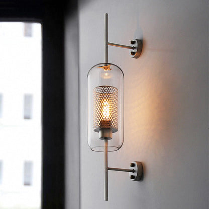 Retro Industrial Glass Wall Sconce Bronze Iron Corridor Accent Light Loft Café