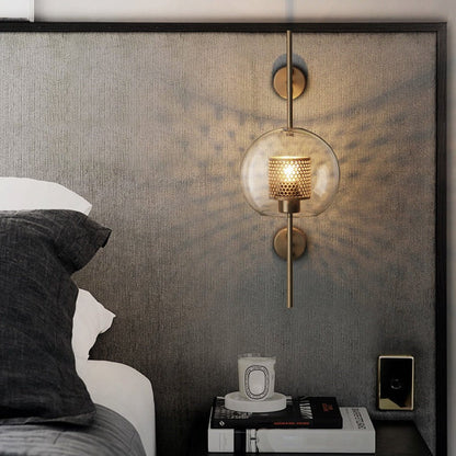 Retro Industrial Glass Wall Sconce Bronze Iron Corridor Accent Light Loft Café