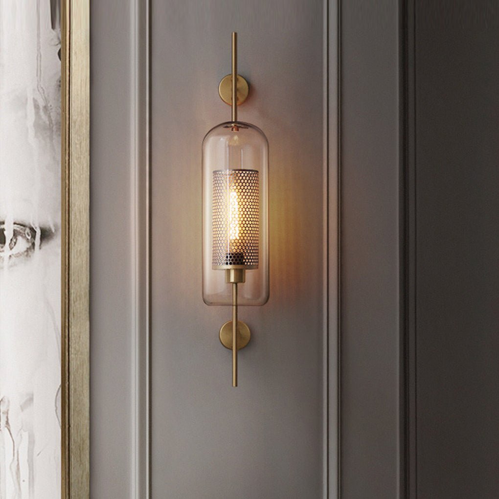 Retro Industrial Glass Wall Sconce Bronze Iron Corridor Accent Light Loft Café