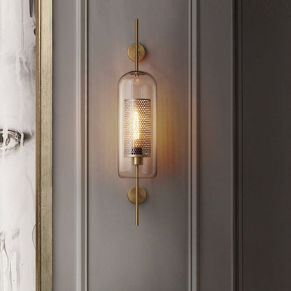 Retro Industrial Glass Wall Sconce Bronze Iron Corridor Accent Light Loft Café
