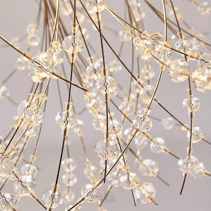 Traditional Crystal Semi-Flush Mount Ceiling Light — Classic Gold Silver Metal G9 LED 8 Light Warm White