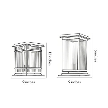 Modern Aluminum Fine Texture Glass Solar or Hardwired Outdoor Pillar Light Black With or Without Grid 2 Styles Garden
