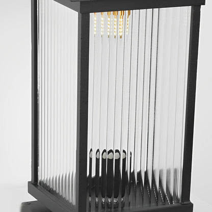 Modern Aluminum Fine Texture Glass Solar or Hardwired Outdoor Pillar Light Black With or Without Grid 2 Styles Garden