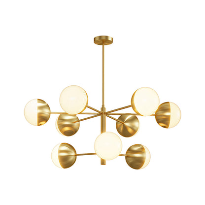 White Glass Globe Chandelier Modern Nordic Copper Nickel Black Living Room Dining Room