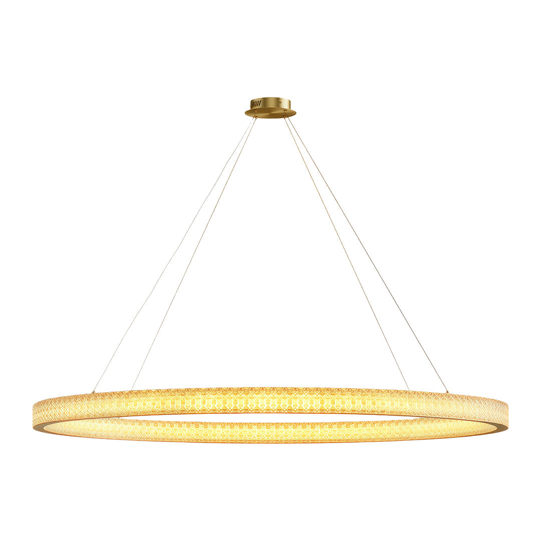 Copper Ring Chandelier White Acrylic Dimmable LED 3000K 6000K Remote 7 Sizes