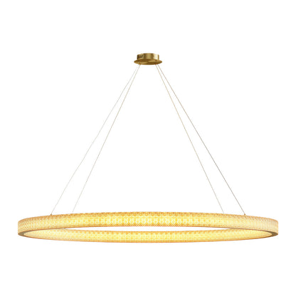 Copper Ring Chandelier White Acrylic Dimmable LED 3000K 6000K Remote 7 Sizes