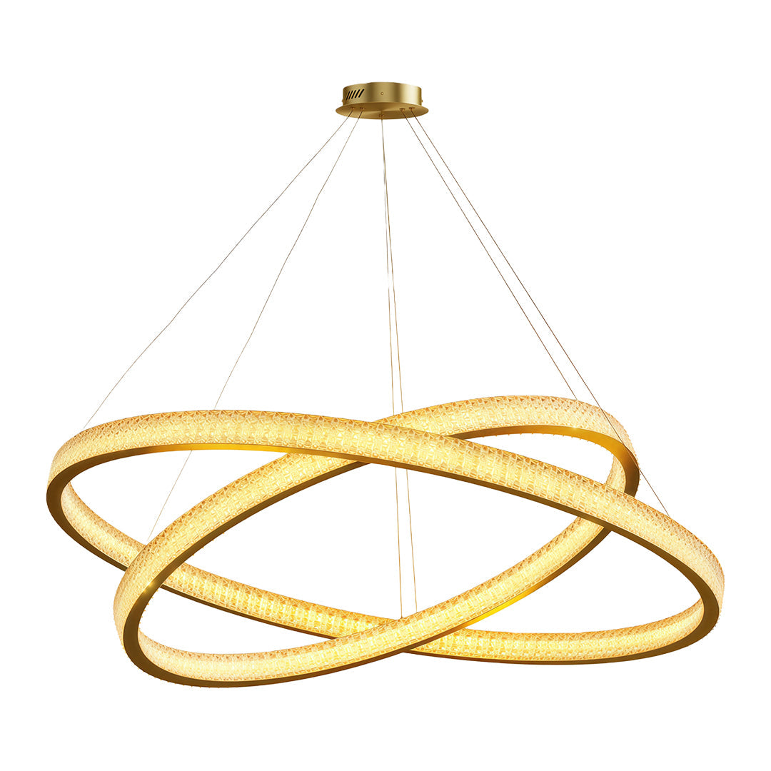 Copper Ring Chandelier White Acrylic Dimmable LED 3000K 6000K Remote 7 Sizes