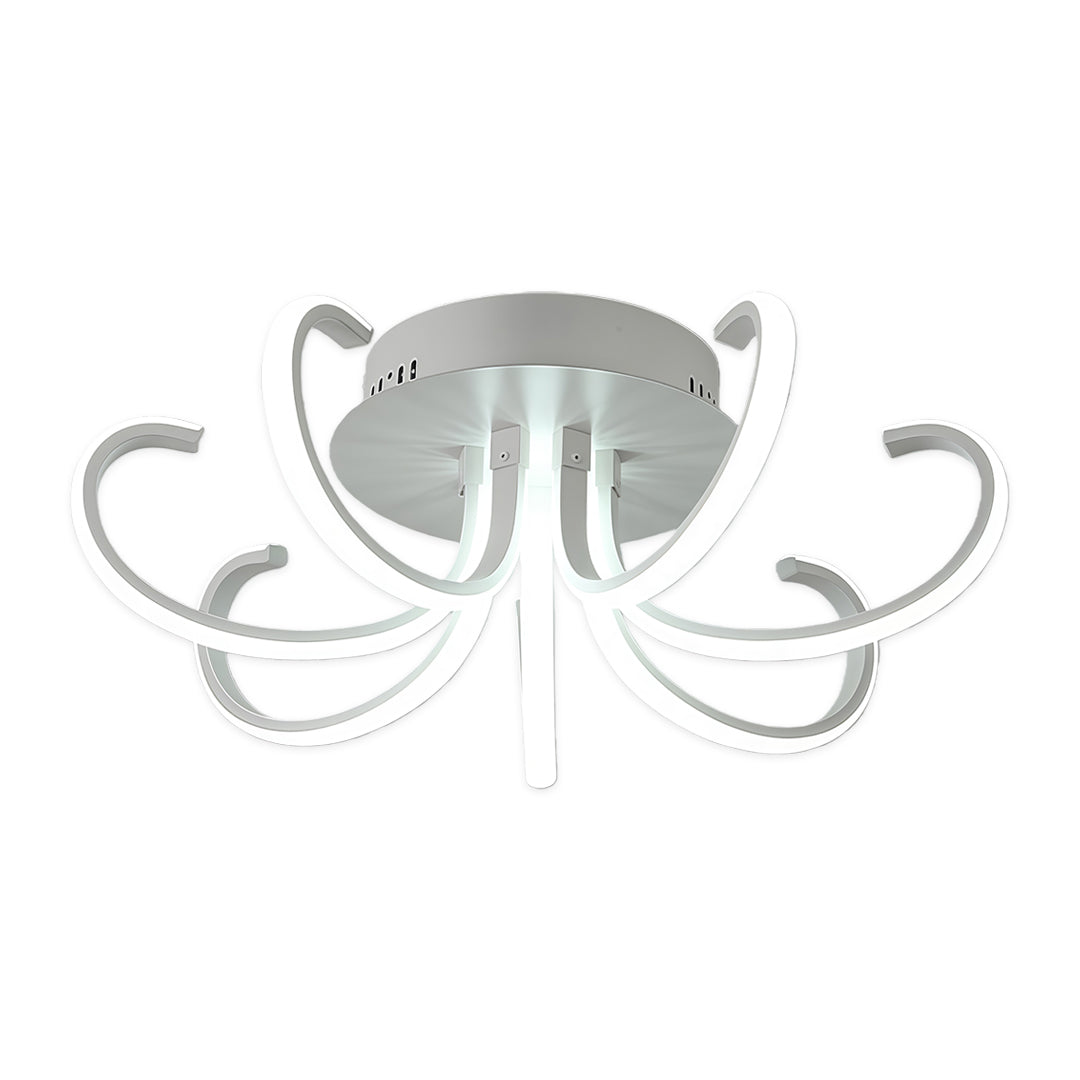 Nordic Starburst Multi-Arm Silicone LED Flush Mount in Black, White, or Chrome with Dimmable Option in Two Sizes