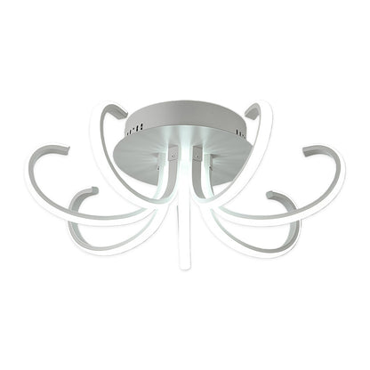 Nordic Starburst Multi-Arm Silicone LED Flush Mount in Black, White, or Chrome with Dimmable Option in Two Sizes