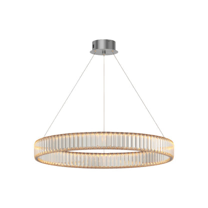 Crystal Ring Chandelier Solid Copper Clear Crystal Rods Integrated LED 3-Step Dimming American Style