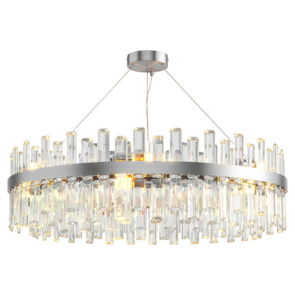 Crystal Ring Chandelier Copper-Iron Geometric Layered Crystal Rods E14 Nordic Retro