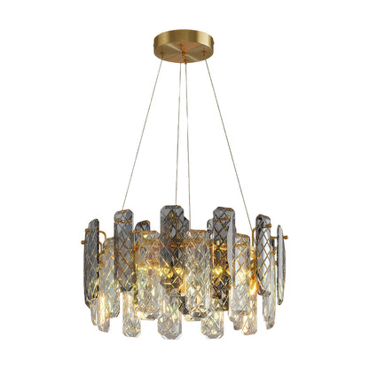 Contemporary Crystal Chandelier Solid Copper Textured Crystal Rods Eye-Protecting E14 French Style