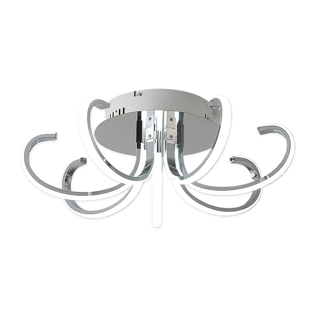 Nordic Starburst Multi-Arm Silicone LED Flush Mount in Black, White, or Chrome with Dimmable Option in Two Sizes