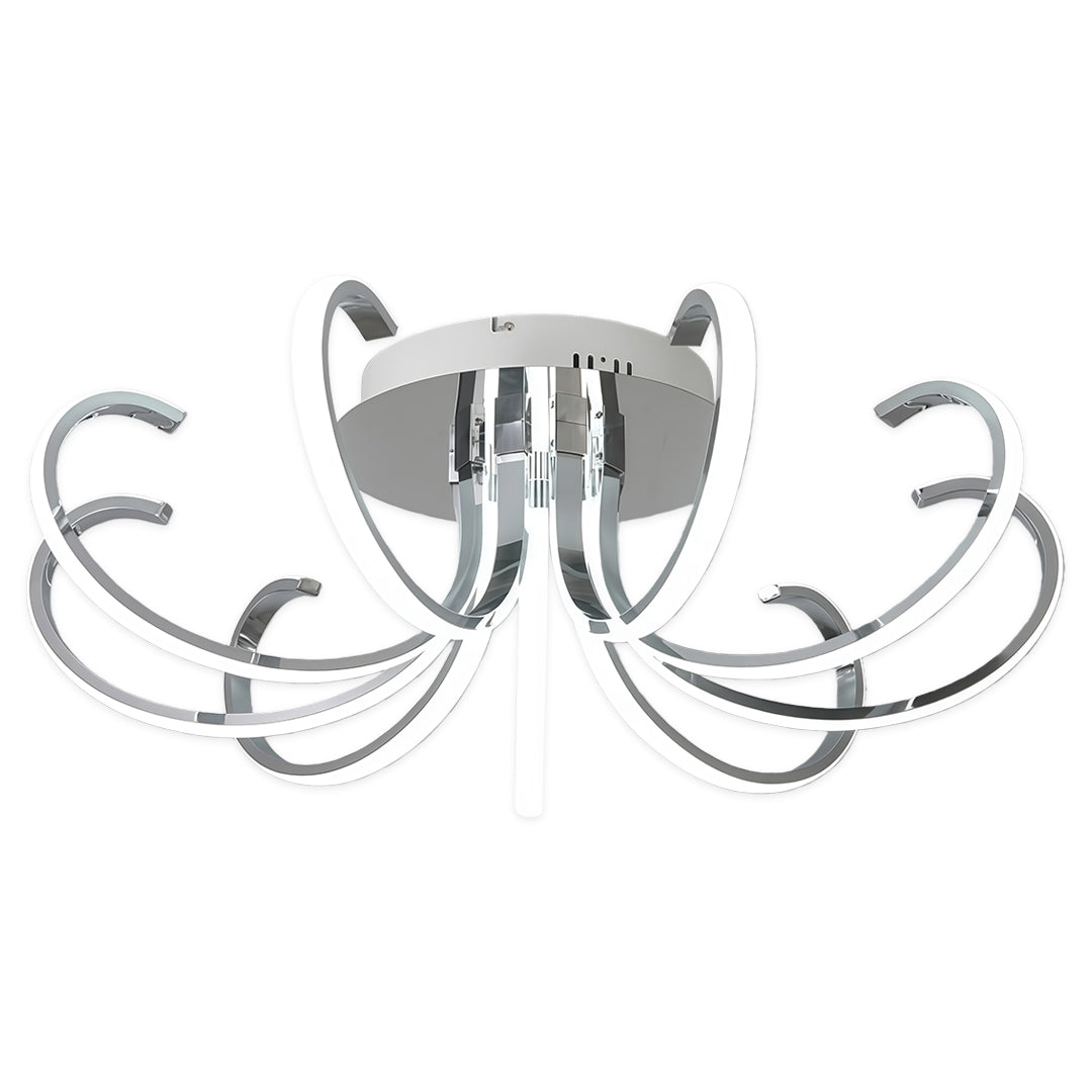 Nordic Starburst Multi-Arm Silicone LED Flush Mount in Black, White, or Chrome with Dimmable Option in Two Sizes