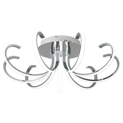 Nordic Starburst Multi-Arm Silicone LED Flush Mount in Black, White, or Chrome with Dimmable Option in Two Sizes