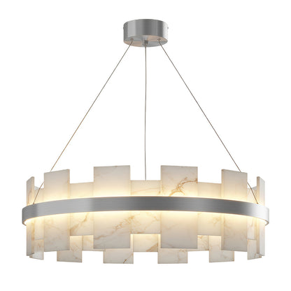 Modern Copper Marble LED Chandelier with 3 Step Dimming for Luxury Dining Room Ceiling Lighting