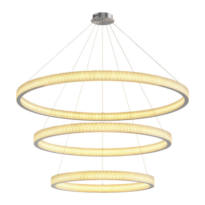 Copper Ring Chandelier White Acrylic Dimmable LED 3000K 6000K Remote 7 Sizes