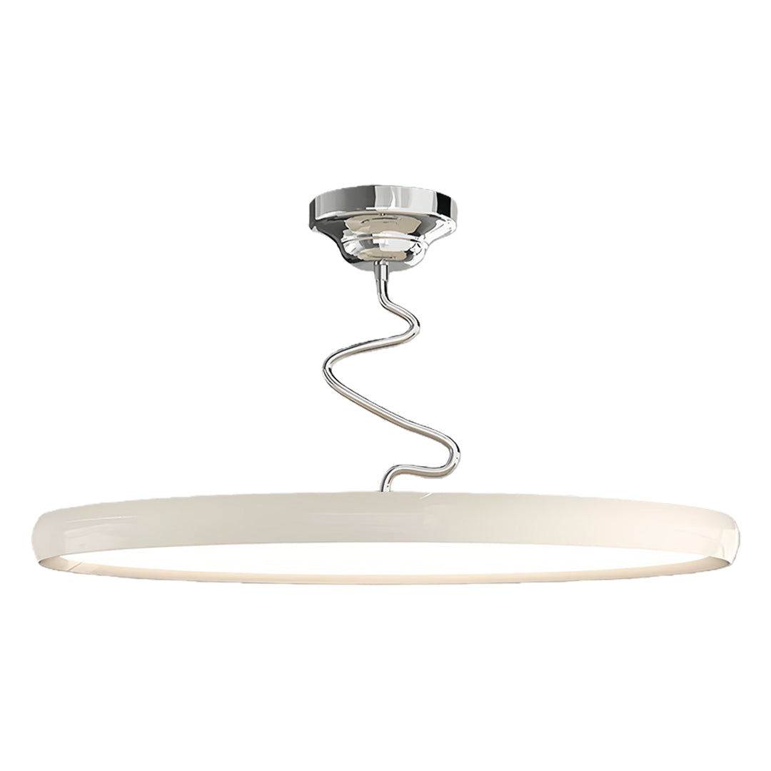 Twisted Rim Full-Spectrum LED Semi-Flush Ceiling Light — White / Green / Chrome