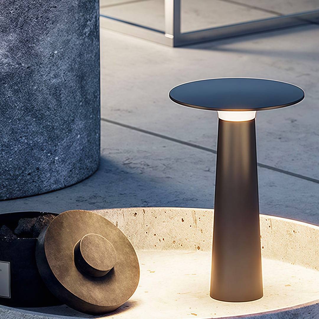 Modern Table Lamp Outdoor IP65 Waterproof Hardwired Aluminum Garden Landscape 3000K Black White 9.65 Inch