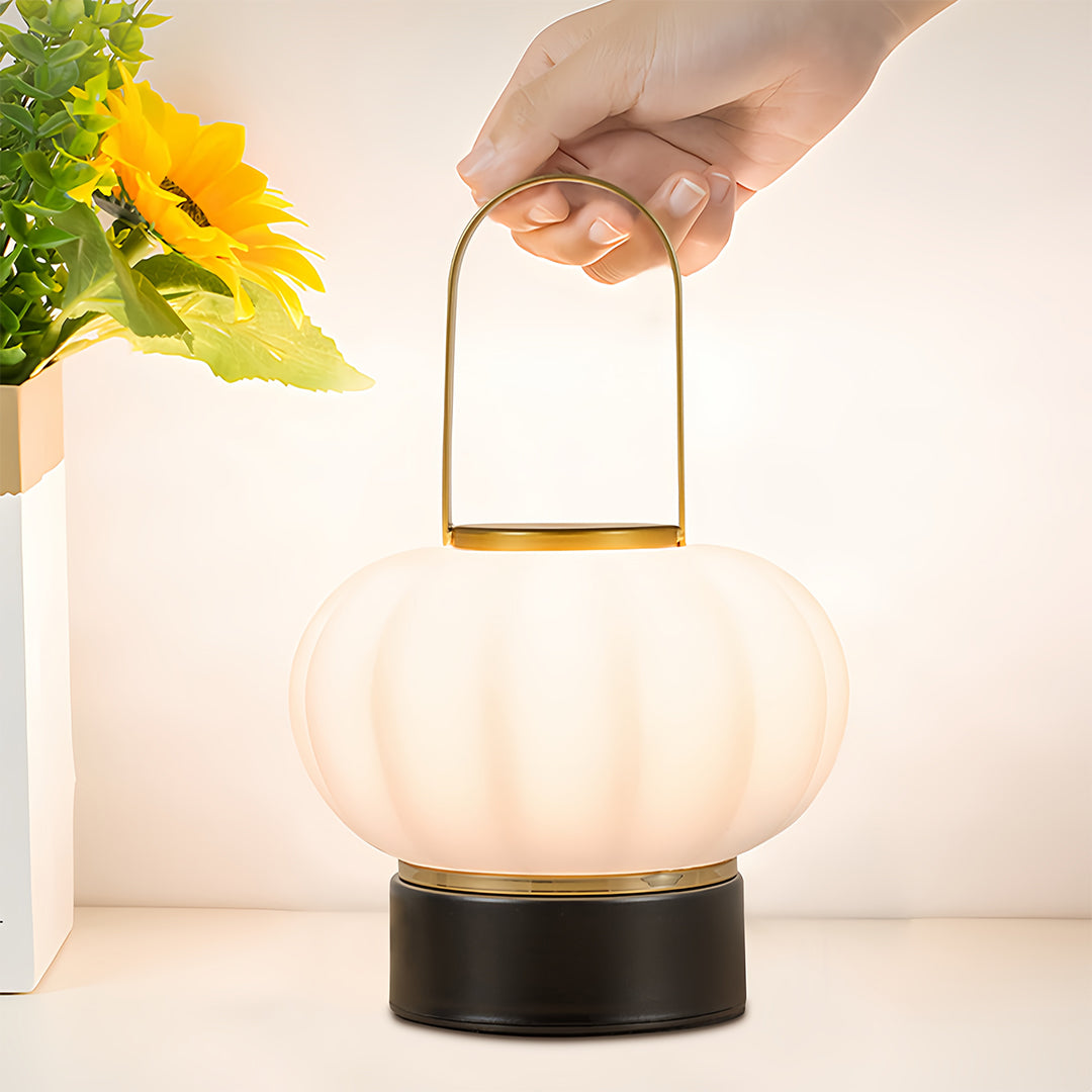 Rechargeable Portable Lantern Table Lamp 360° Glow Carry Handle 8–12H Dimmable Iron Nordic Cordless