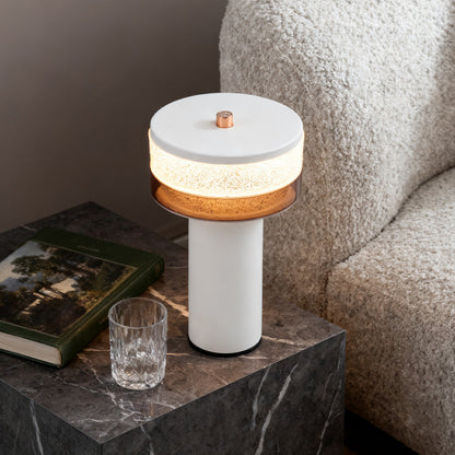 Nordic Cylindrical Iron LED Table Lamp Stepless Dimming USB Rechargeable Black White