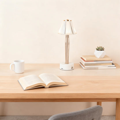 Cordless Rechargeable Touch Dimming Bedside Table Lamp, Iron Body, Black or White