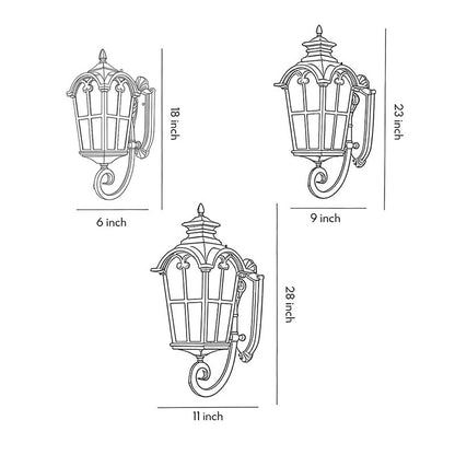 European Style Outdoor Black Wall Sconce Die-Cast Aluminum Tempered Glass E27 Waterproof 3 Sizes Balcony Villa Yard