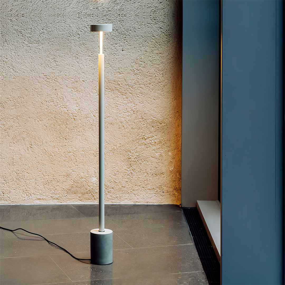 Modern Floor Lamp LED Dimmable Frosted Acrylic Shade Iron Pole Remote Control Stepless Dimming Nordic Black Gray White 56 Inch