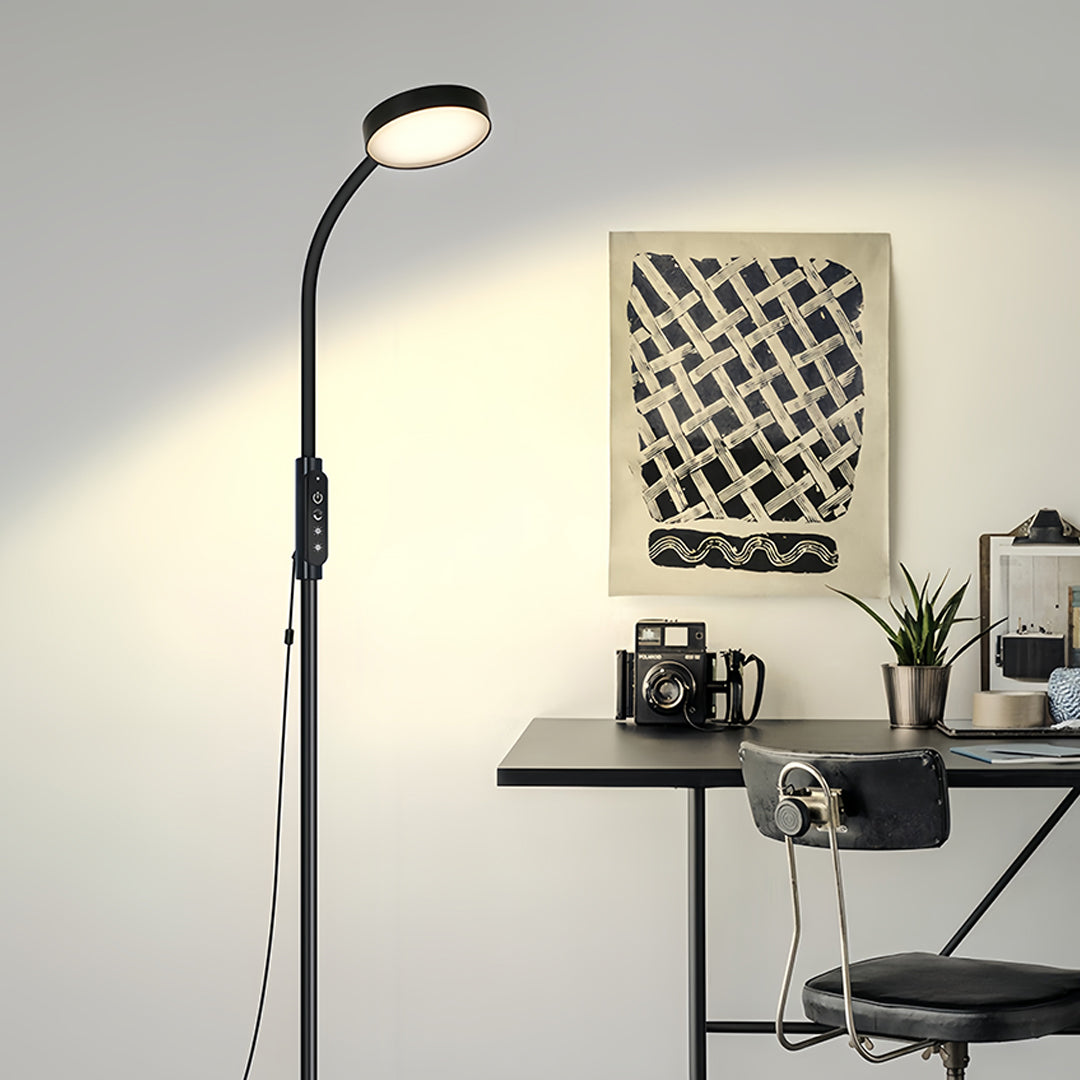 Floor Reading Lamp LED Touch Control 3 Color Temperature Eye Care Gooseneck PC Shade Piano Task Black White 65 Inch