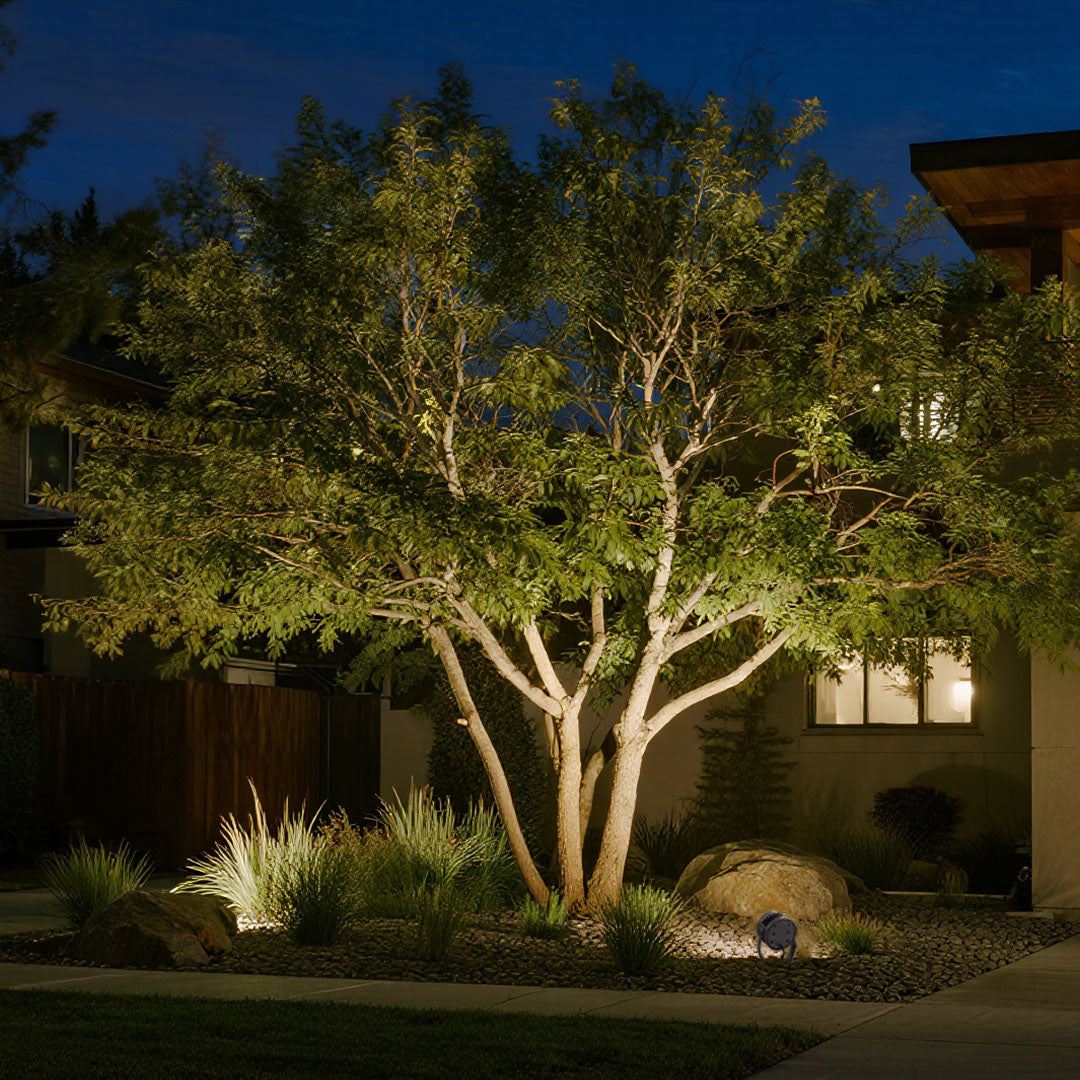 Hardwired LED Outdoor Garden Spotlight 36W 72W 100W Die-Cast Aluminum Tempered Glass 3000K CRI 80 IP65 Two Models