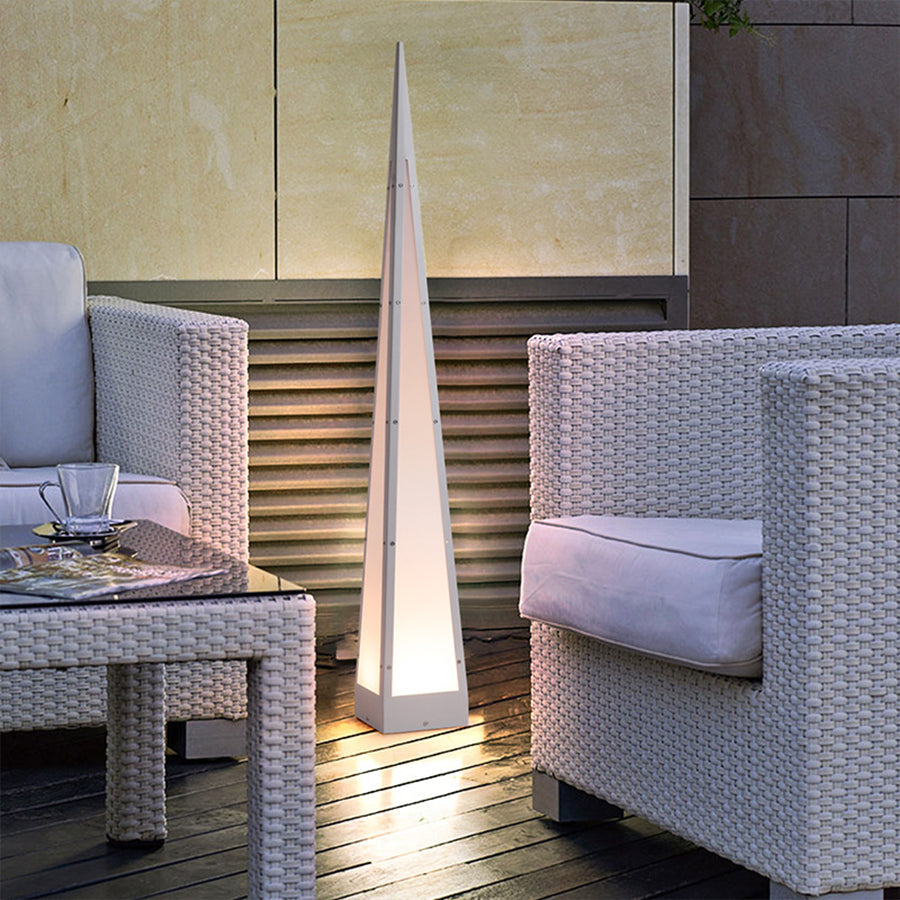 Pyramid Stainless Steel PC LED Outdoor Floor Lamp IP54 USB Rechargeable 3000K