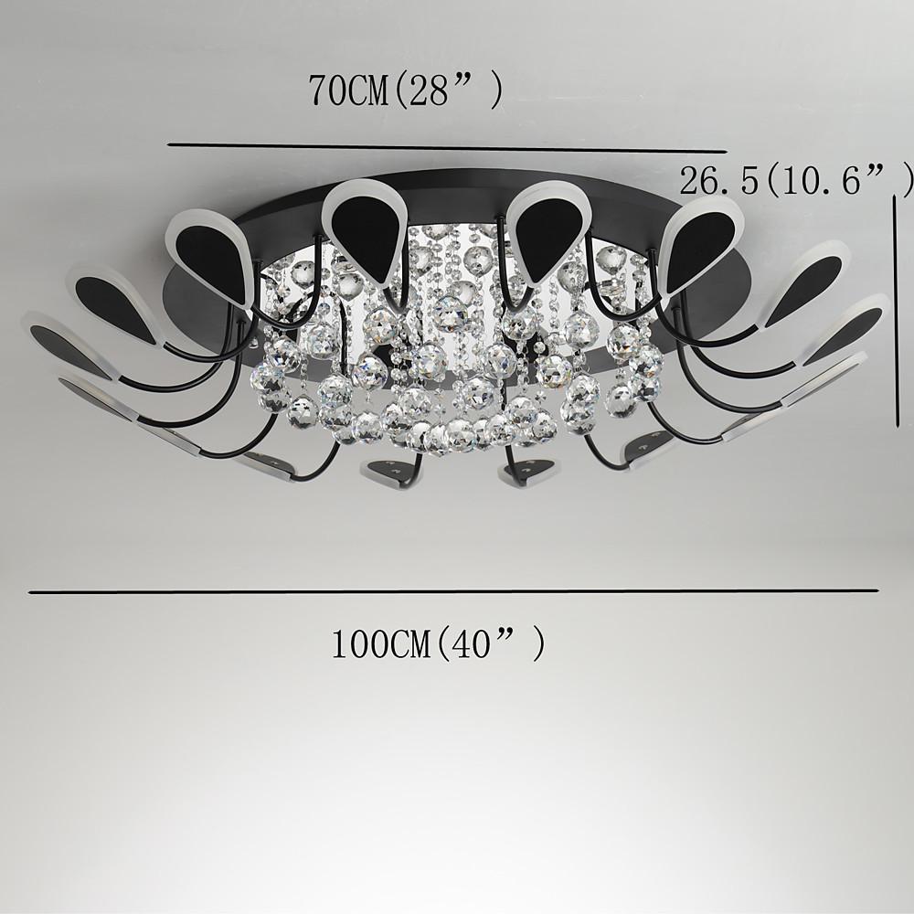 Flower-Shaped Crystal Semi-Flush Mount Ceiling Light — Modern Metal Acrylic Crystal LED White Black Dimmable 39 Inch