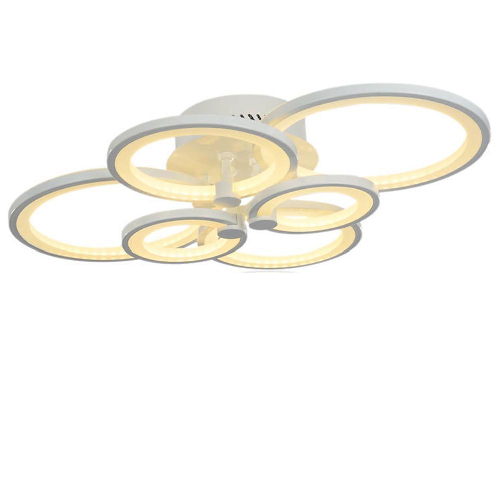 Multi-Ring Cluster Semi-Flush Mount Ceiling Light — Modern Contemporary Metal Acrylic LED 6 Light White Black Coffee