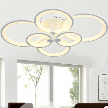 Multi-Ring Cluster Semi-Flush Mount Ceiling Light — Modern Contemporary Metal Acrylic LED 6 Light White Black Coffee
