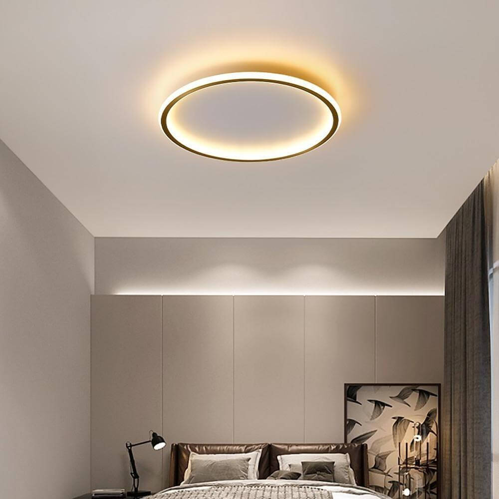 Nordic Circle LED Flush Mount Brass Silicone Four Modes Two Sizes