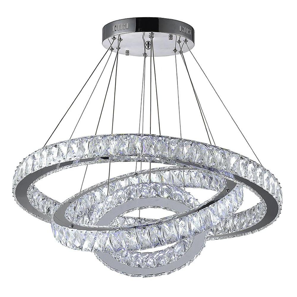 Chandelier Metal Crystal Integrated LED Interwoven Rings Silver Electroplated Modern Chic Warm White / White / Dimmable