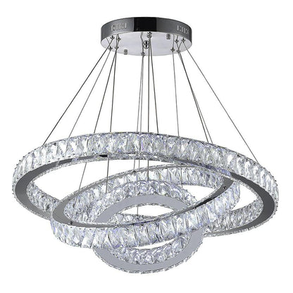 Chandelier Metal Crystal Integrated LED Interwoven Rings Silver Electroplated Modern Chic Warm White / White / Dimmable