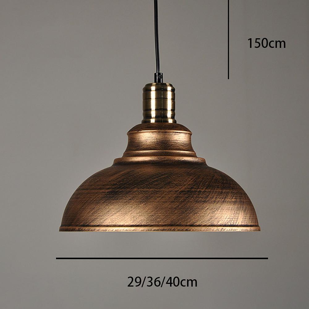 Industrial Metal Dome Pendant Red Bronze White Black Silver 3 Sizes E26