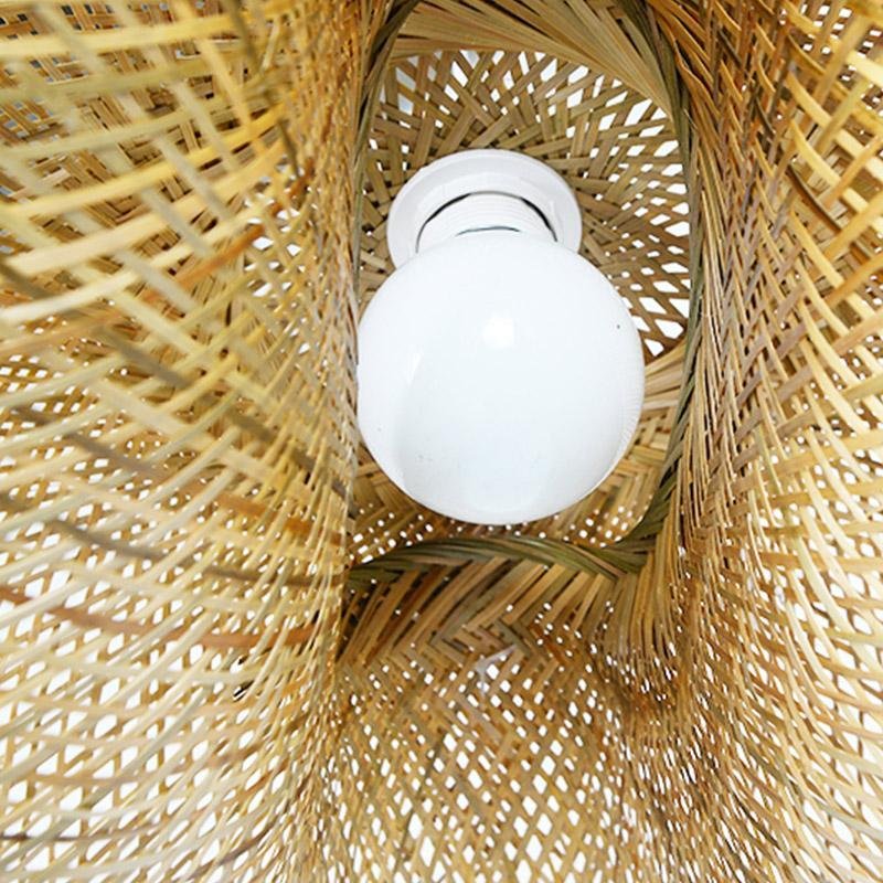 Hand-Woven Bamboo Wave LED Pendant Light 3000K 2800LM Modern Farmhouse 5 Sizes Indoor