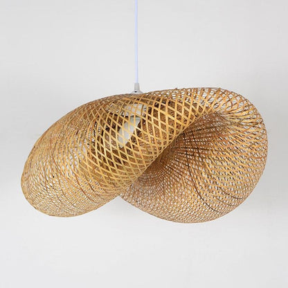 Hand-Woven Bamboo Wave LED Pendant Light 3000K 2800LM Modern Farmhouse 5 Sizes Indoor