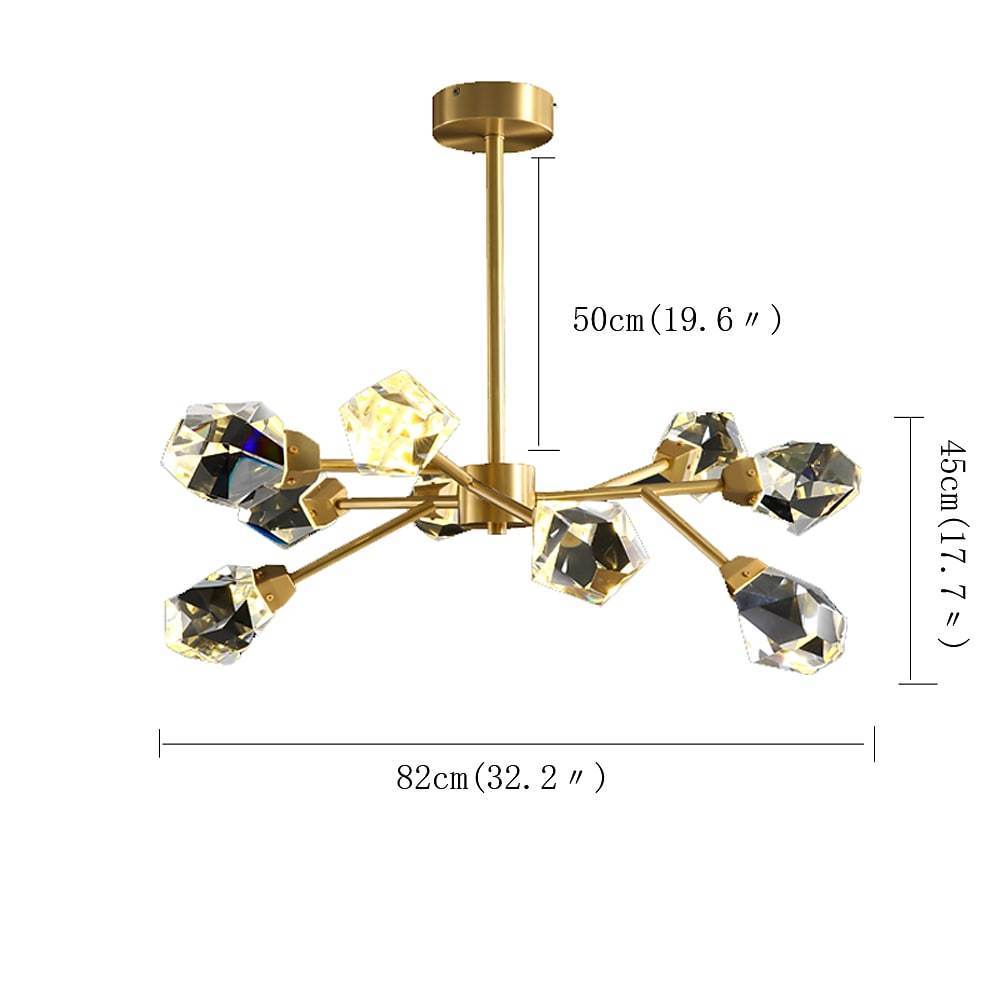 Chandelier Metal Crystal G9 9-Light Sputnik Irregular Cut Gold Matte Electroplated Modern Artistic Warm White / White