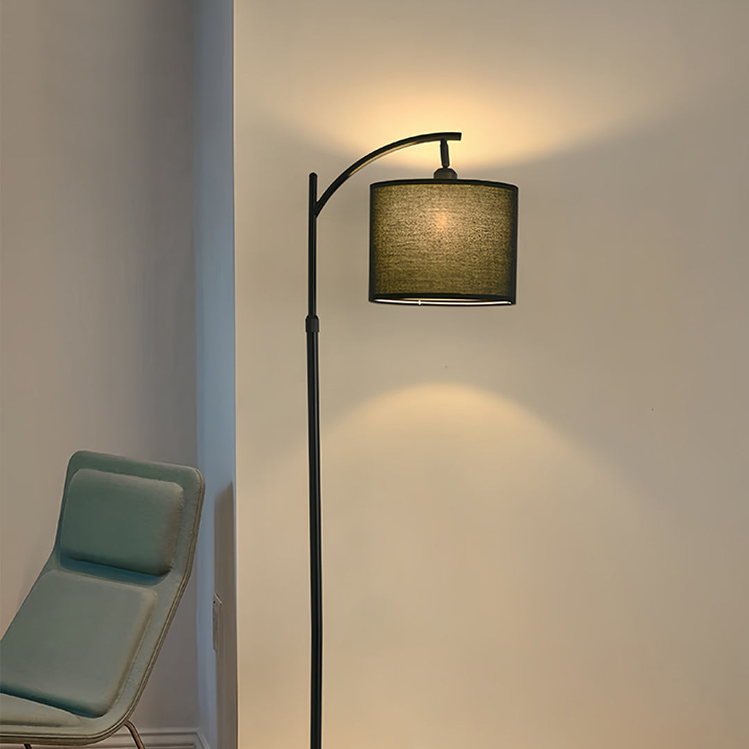 Modern Arc Floor Lamp LED Fabric Shade Adjustable Height Marble Base Dimmable Remote Beige Black Nordic Living Room Bedroom 65 Inch