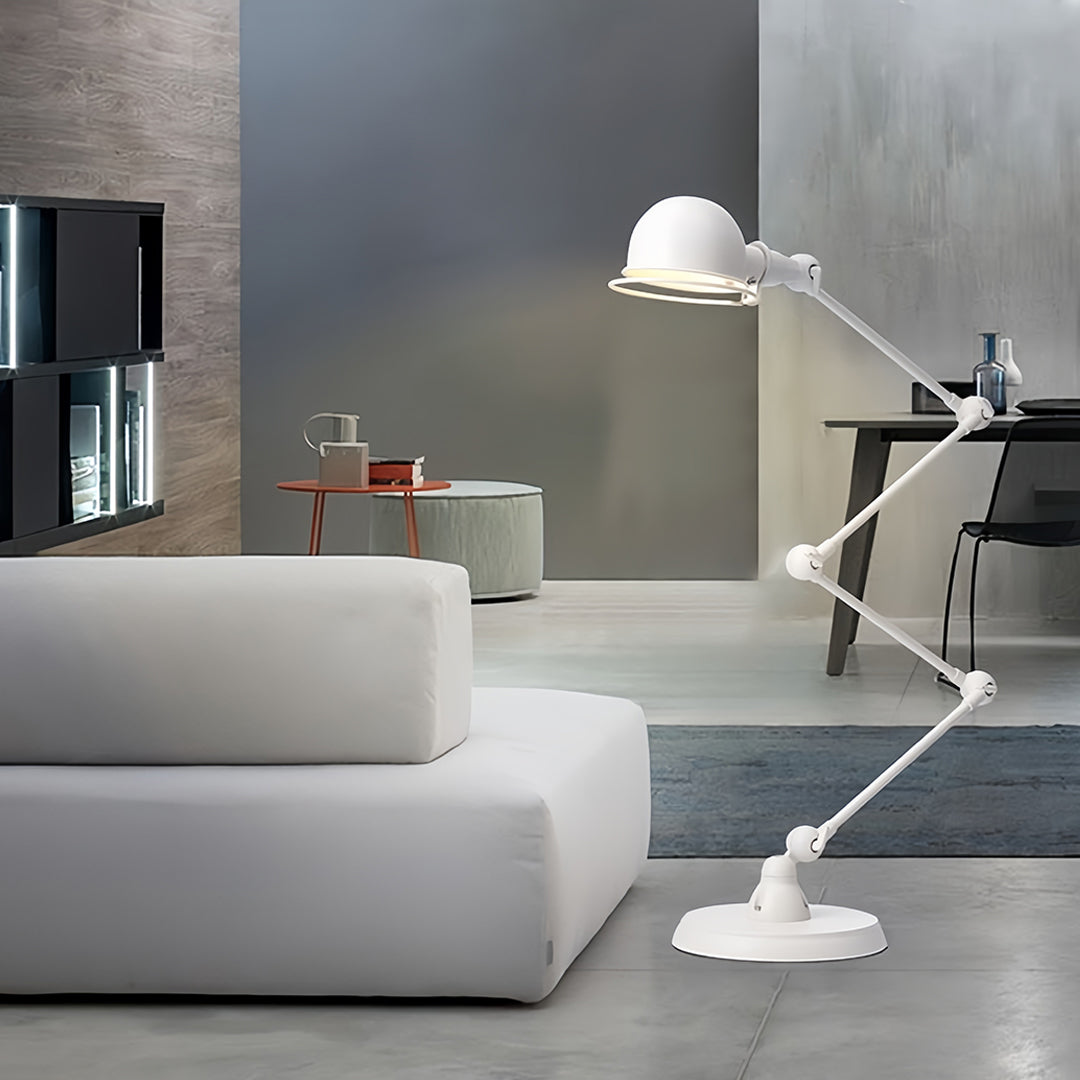 Industrial Articulated Floor Reading Lamp 4-Segment Iron Arm E27 LED 3000K Warm White Foot Switch Black White 61''