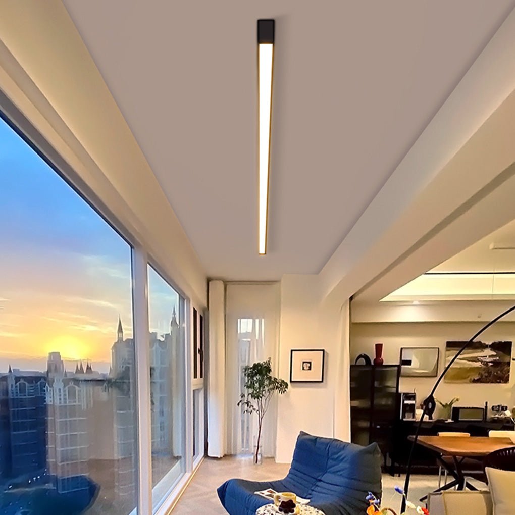 Linear LED Flush Mount Ceiling Light Aluminium Acrylic 3-Step CCT Dimmable Black White 5 Lengths