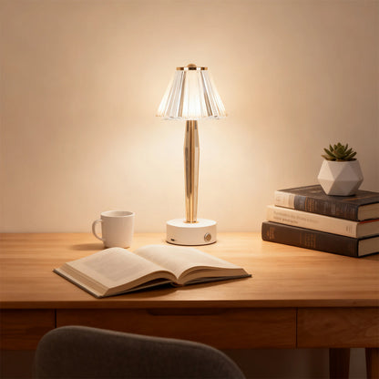 Cordless Rechargeable Touch Dimming Bedside Table Lamp, Iron Body, Black or White