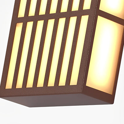Rectangle LED Outdoor Wall Light Retro Grid Stainless Steel PC Brown IP65 CRI80 4 Heights Garden Villa
