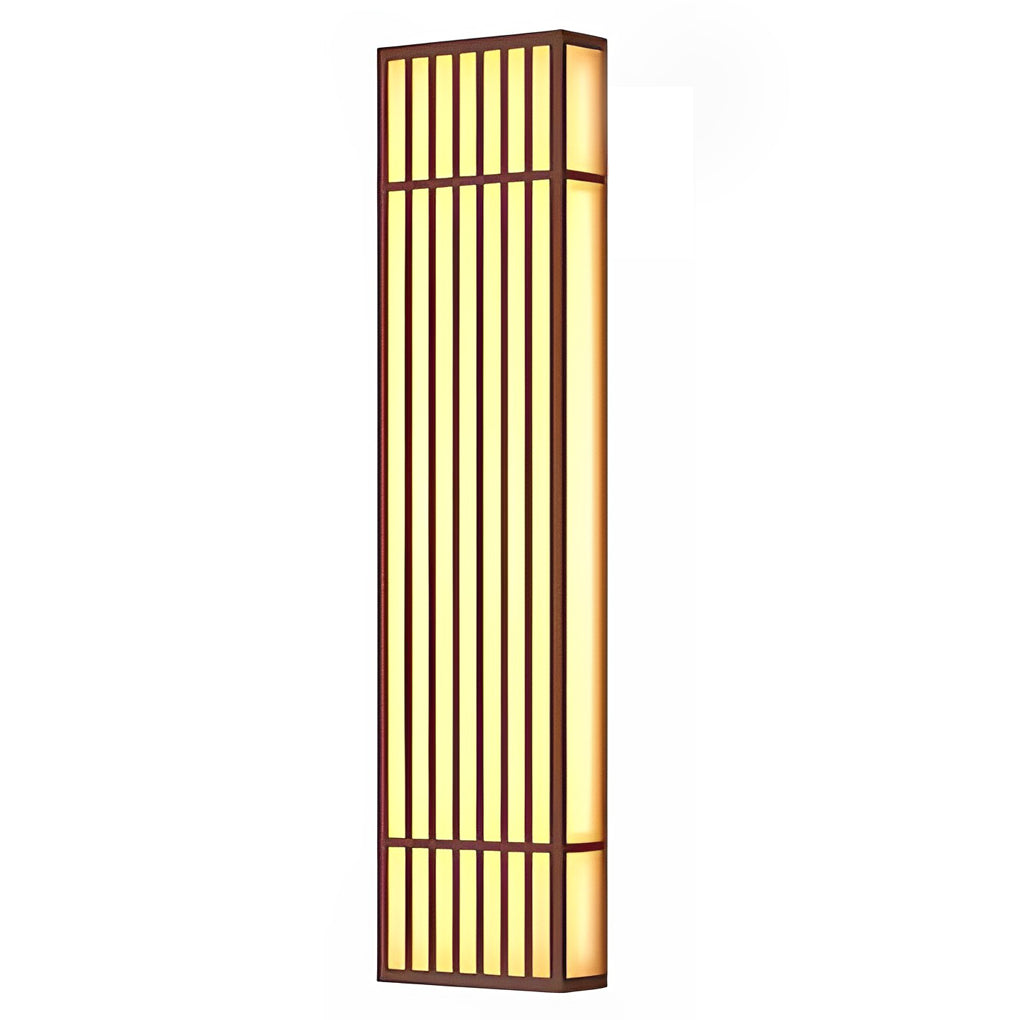 Rectangle LED Outdoor Wall Light Retro Grid Stainless Steel PC Brown IP65 CRI80 4 Heights Garden Villa