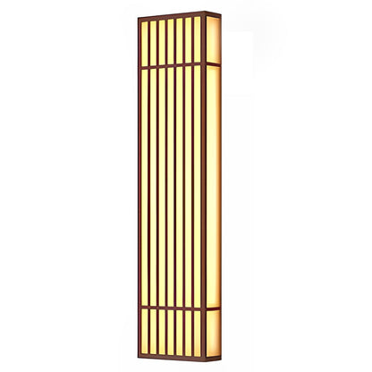 Rectangle LED Outdoor Wall Light Retro Grid Stainless Steel PC Brown IP65 CRI80 4 Heights Garden Villa