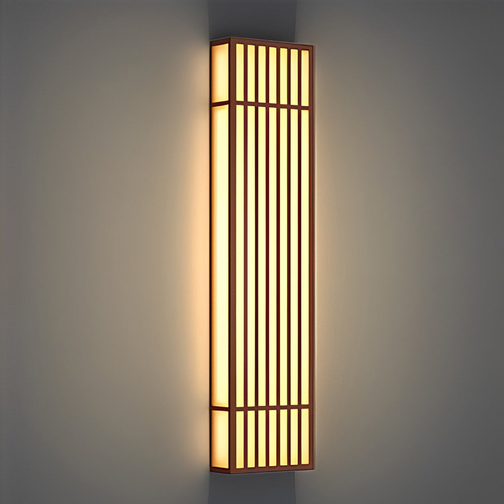 Rectangle LED Outdoor Wall Light Retro Grid Stainless Steel PC Brown IP65 CRI80 4 Heights Garden Villa