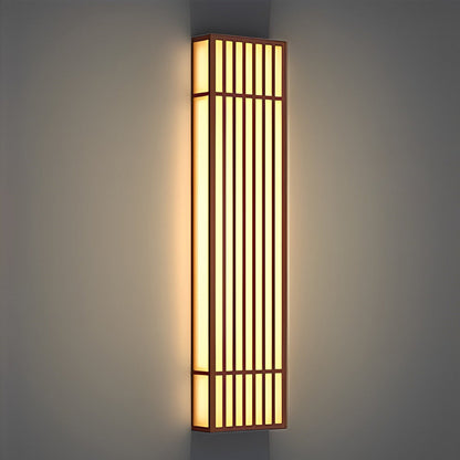 Rectangle LED Outdoor Wall Light Retro Grid Stainless Steel PC Brown IP65 CRI80 4 Heights Garden Villa